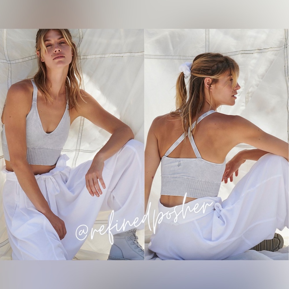 Free People Movement Good Karma Crop Top XS/S Iced Grey NEW